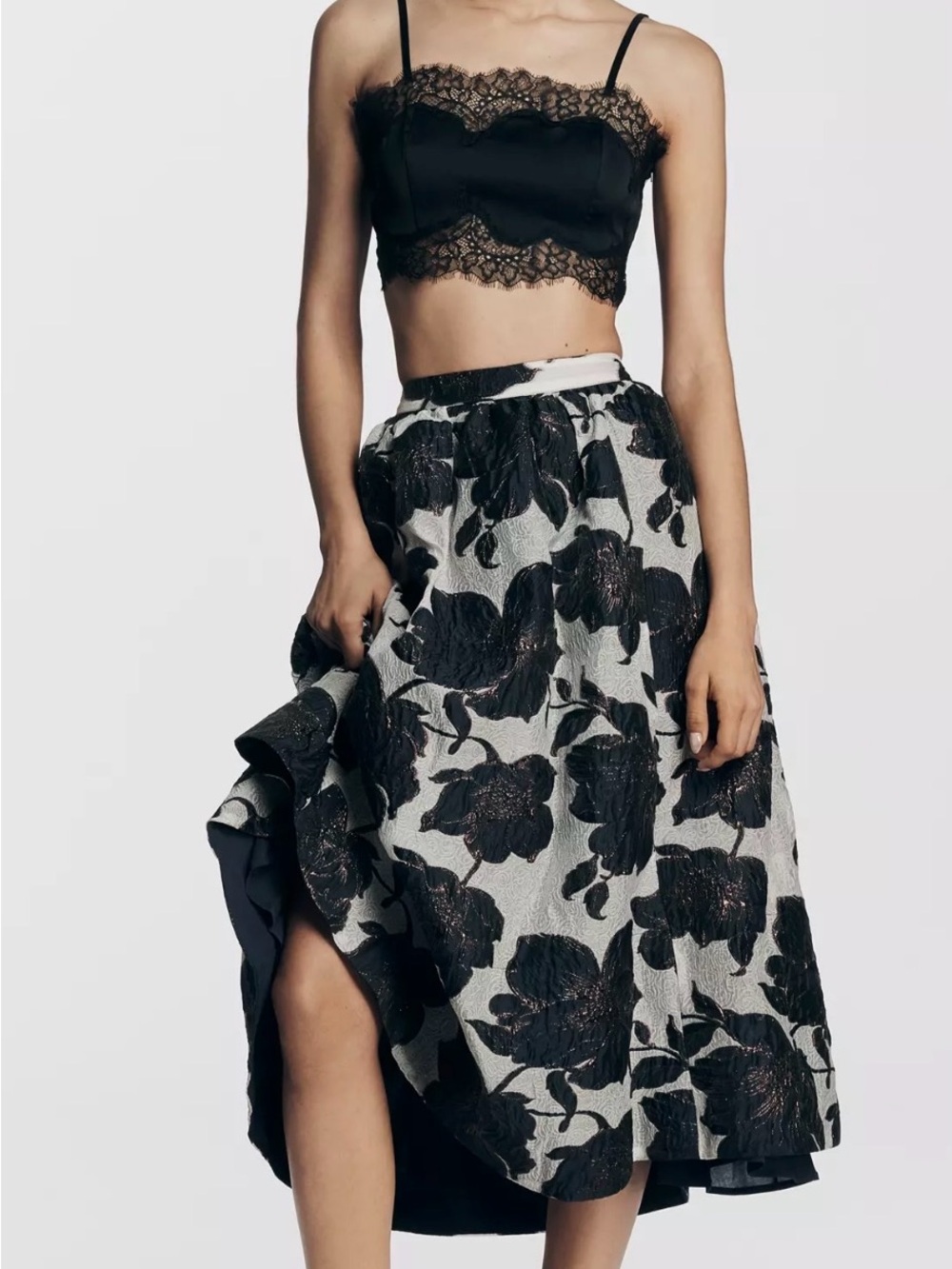 The Jacie Poplin Printed Midi Skirt by Maeve